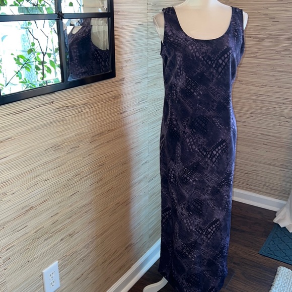 Sheri Martin NY size 8 purple & black sleeves maxi dress EUC! - Picture 1 of 4